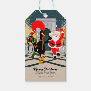 Etiqueta Para Presente Papai Noel e o tormento de champanhe do galo em No