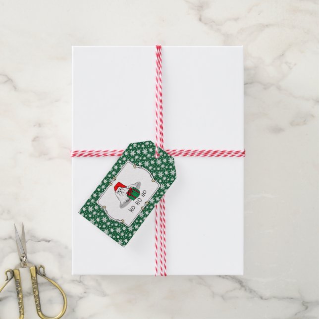 Etiqueta Para Presente Papai Noel Maltês de Natal Engraçado (Com cordão)
