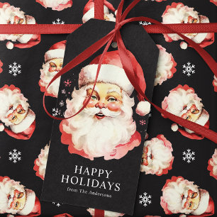 Etiqueta Para Presente Papai Noel Natal Vintage Preto