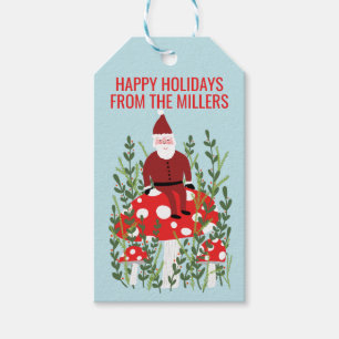 Etiqueta Para Presente Papai Noel no Natal do Cogumelo Elf Dwarf