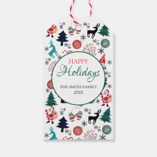 Etiqueta Para Presente Papai Noel Personalizado Rena Árvores de Pinheiro