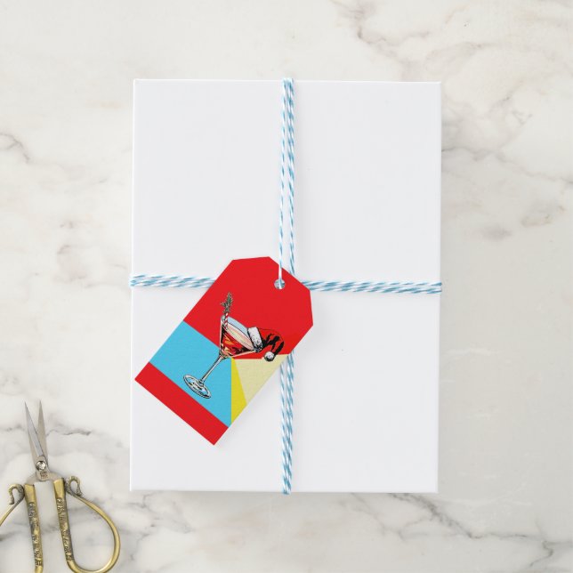 Etiqueta Para Presente Papai Noel PopArt Martini (Com cordão)
