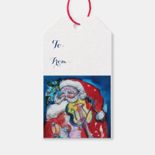 Etiqueta Para Presente PAPAI NOEL que JOGA a festa de Natal do VIOLINO