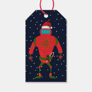 Etiqueta Para Presente Papai noel vermelho do robô no Natal de