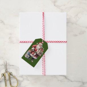 Etiqueta Para Presente Papai Noel Vintage com Presentes Agradáveis