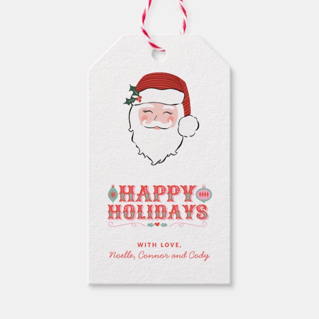 Etiqueta Para Presente Papais noeis animados | Férias Felizes (Frente)