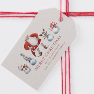 Etiqueta Para Presente Papais noeis de aquarela tradicionais, natal