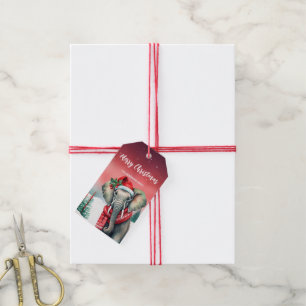 Etiqueta Para Presente Papais noeis de Elefante Bonito Festa de Natal Cri