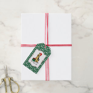 Etiqueta Para Presente Papais noeis de Natal Airedale Terrier HO HO HO Cu