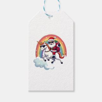 Etiqueta Para Presente Papais noeis De Natal Andando No Unicórnio Xmas Ra