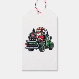 Etiqueta Para Presente Papais noeis de Natal Gnomo no Caminhão de Recepçã