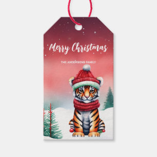 Etiqueta Para Presente Papais noeis de safari de tigre giro festas de Nat
