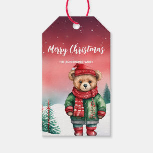 Etiqueta Para Presente Papais noeis de ursinho bonitinho de Natal