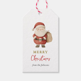 Etiqueta Para Presente Papais noeis de Vintage com aquarela cúbica Natal