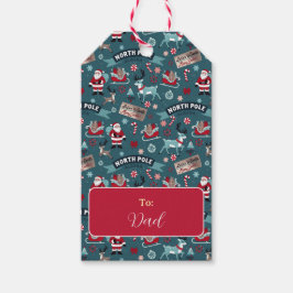 Etiqueta Para Presente Papais noeis do Polo Norte e Reindeer Festivos