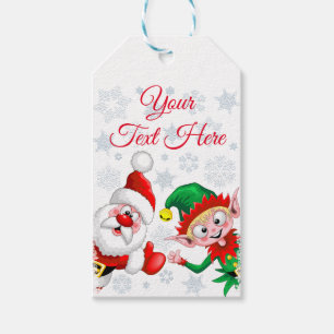 Etiqueta Para Presente Papais noeis e Caracteres de Natal do Elf diminuem