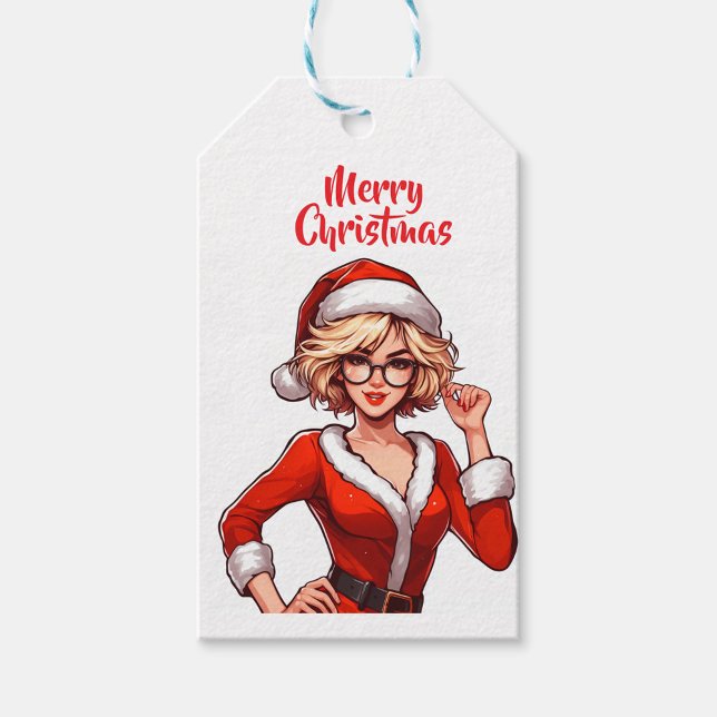 Etiqueta Para Presente Papais noeis femininas (Pretty blonde female big glasses ready for Christmas!)