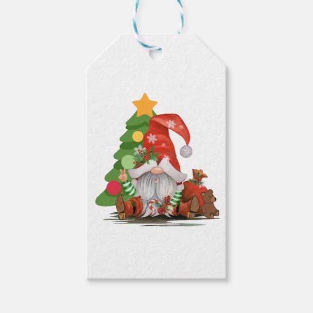 Etiqueta Para Presente Papais noeis Gnome - Engraçado Design de Natal (Frente)