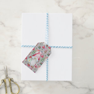 Etiqueta Para Presente Papais noeis Gnome para Natal padrão de Férias