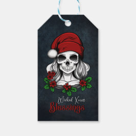 Etiqueta Para Presente Papais noeis Gótica Whimsical Natal Skull