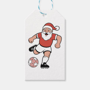 Etiqueta Para Presente Papais noeis Jogando Futebol Jogador de Natal Espo