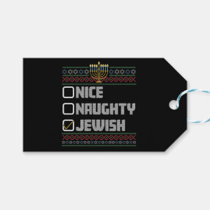 Etiqueta Para Presente Papais noeis judeus adoráveis Hanukkah Natal feio