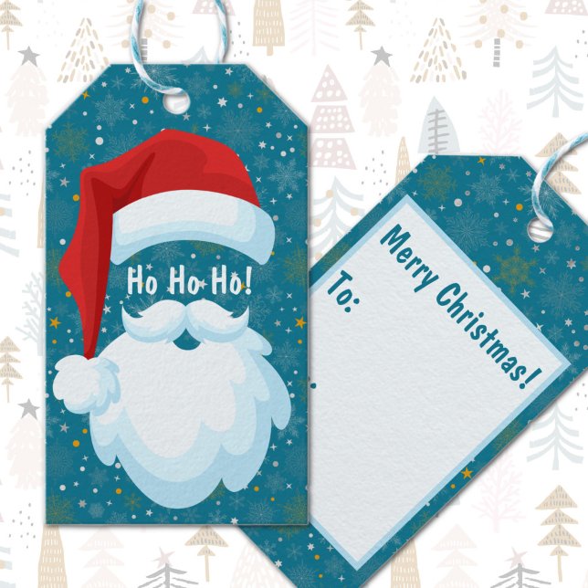 Etiqueta Para Presente Papais noeis Negros Personalizados no Natal (Bold Santa Customizable Christmas Gift Tag)