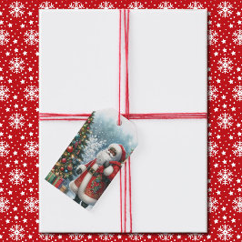 Etiqueta Para Presente Papais noeis Pretos Adicionar Texto e Nomes Natal