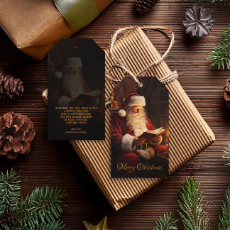 Etiqueta Para Presente Papais noeis Vintage Lendo um Livro