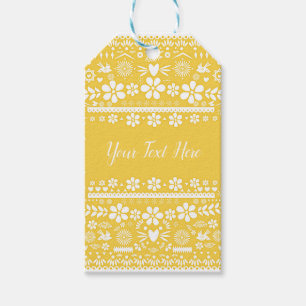 Etiqueta Para Presente Papel Amarelo Branco Picado Mexicano Casamento