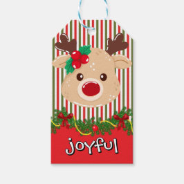 Etiqueta Para Presente Papel Customizado de Rena de Natal Fofo