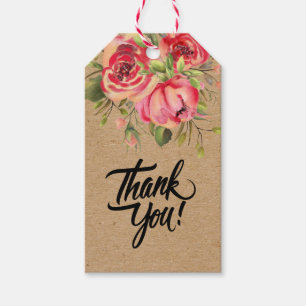 Etiqueta Para Presente Papel de artesanato feito à mão aquarela flores 