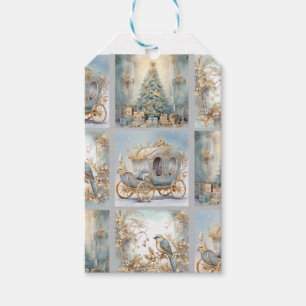 Etiqueta Para Presente Papel de enrolamento Elegante azul e Dourado