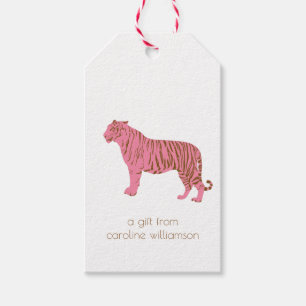 Etiqueta Para Presente Papelaria Personalizada com Arte do Tigre Rosa Sim