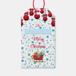 Etiqueta Para Presente Para De Feliz Natal Trenó do Papai Noel e Estrelas