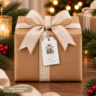 Etiqueta Para Presente Para Nós um Filho é Nasceu Cena de Natal