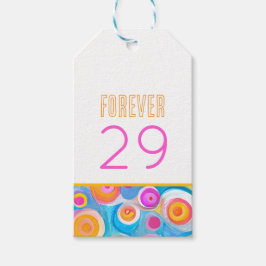 Etiqueta Para Presente PARA SEMPRE 29 Arte de Aniversário Colorida QUALQU