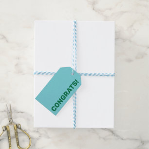 Etiqueta Para Presente Parabéns Azul e Verde Personalizado Moderno e Ousa