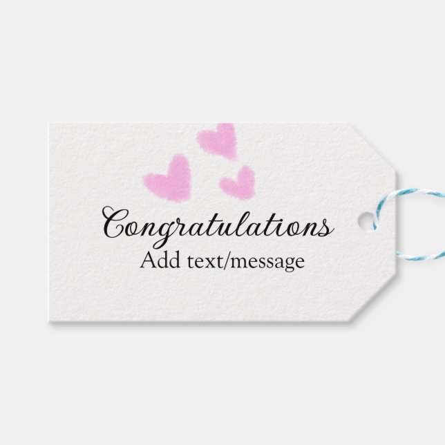 Etiqueta Para Presente Parabéns cor-de-rosa (Frente (horizontal))