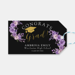 Etiqueta Para Presente Parabéns de Formatura Floral Personalizado com Est