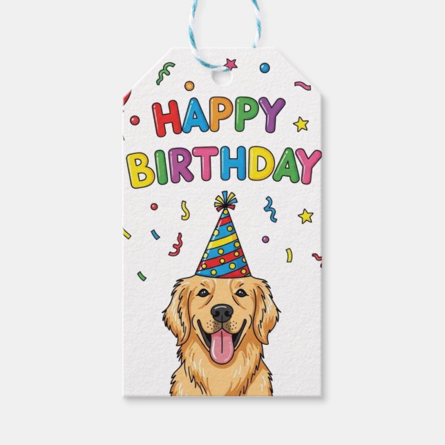 Etiqueta Para Presente Parabéns do ouro Retriever Dog Doodle (Frente)