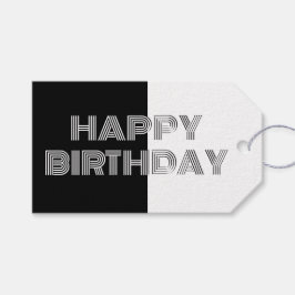 Etiqueta Para Presente Parabéns, Op Art Mínimo Na moda preto
