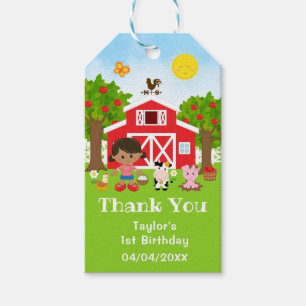 Etiqueta Para Presente Parabéns Vermelhos de Fazenda Menina Afro-American