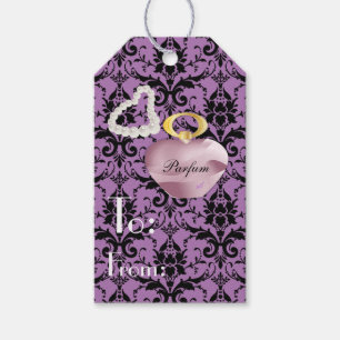 Etiqueta Para Presente Parfum & Pearls Roxo & Preto 2 Damask Gift Tag