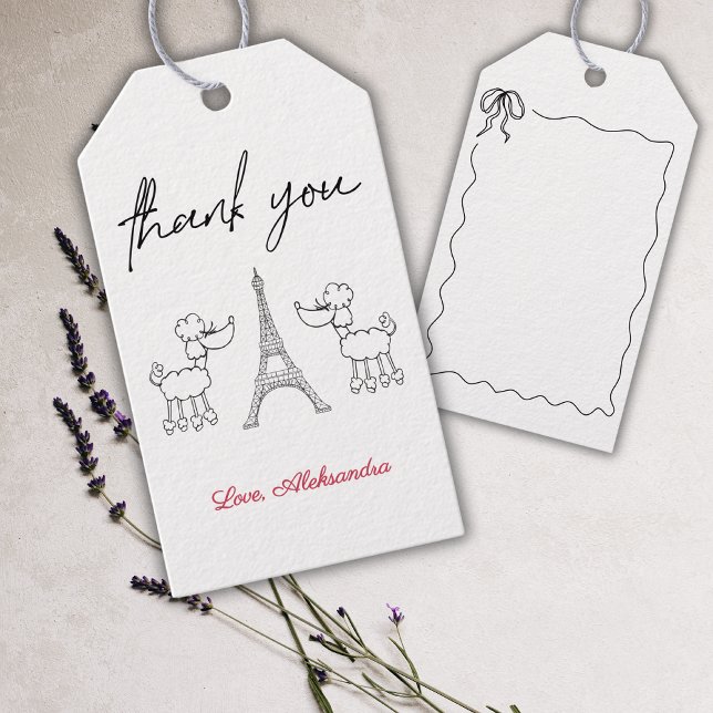 Etiqueta Para Presente Paris - Poodles Chá de fraldas Black Pink (Criador carregado)