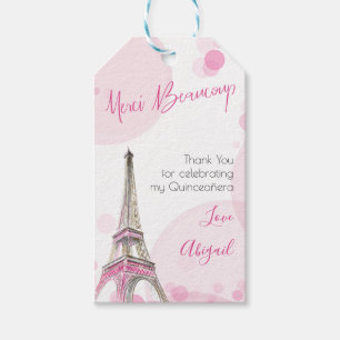 Etiqueta Para Presente Paris Quinceanera Rosa Torre Eiffel Obrigada