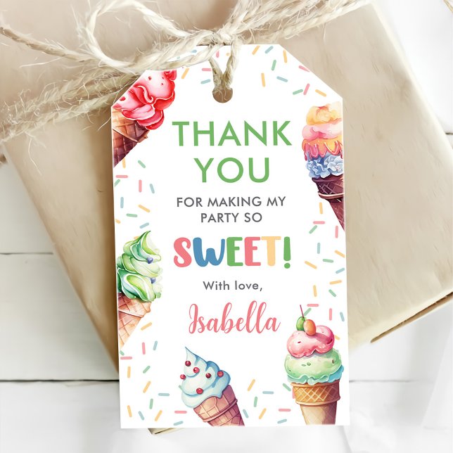 Etiqueta Para Presente Parte primeiro aniversario sorvete (Criador carregado)