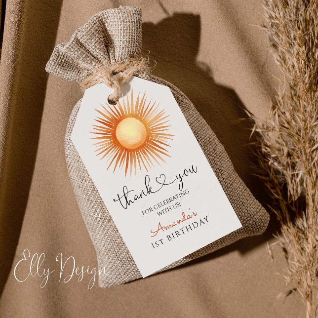 Etiqueta Para Presente Partido do primeiro aniversario Boho Sun (Criador carregado)