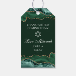 Etiqueta Para Presente Partido Mitzvah, Bar de Agate Dourado Verde Escuro