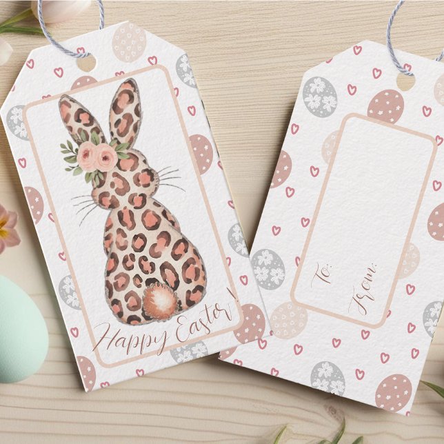 Etiqueta Para Presente Páscoa Coelhinha Chic Lepard (Chic Leopard Bunny Easter Gift Tags)